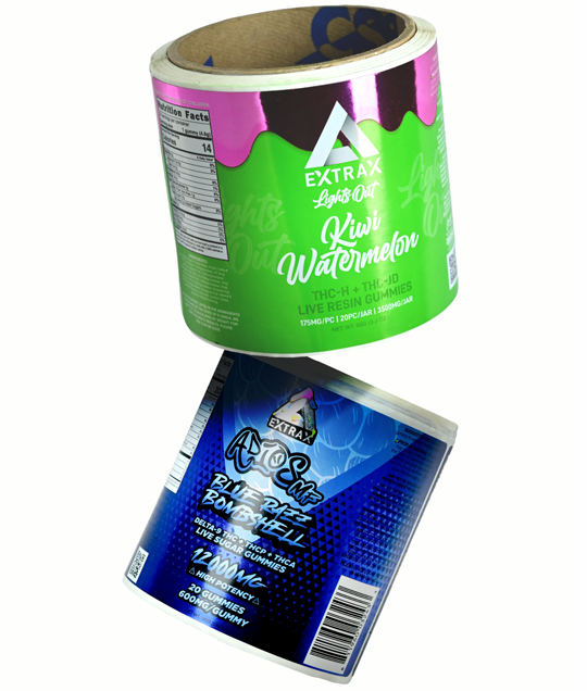 Custom label with metallic foiling